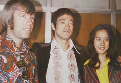 Bruce Lee with Chuck Norris and Nora Miao